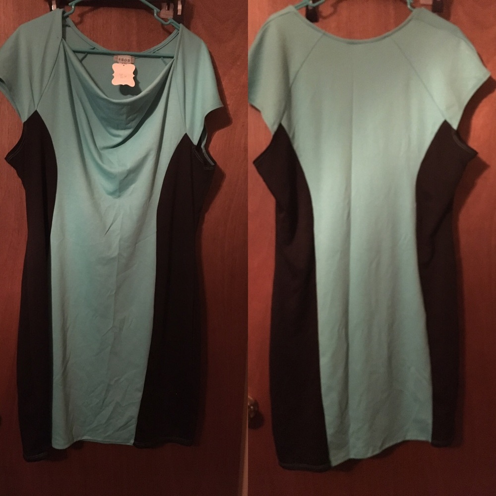 Fitted mint and black dress NWT